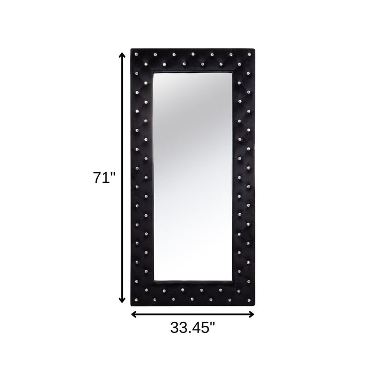 71" Black Wood and Faux Crystal Framed Freestanding and Wall Mount Standing Mirror