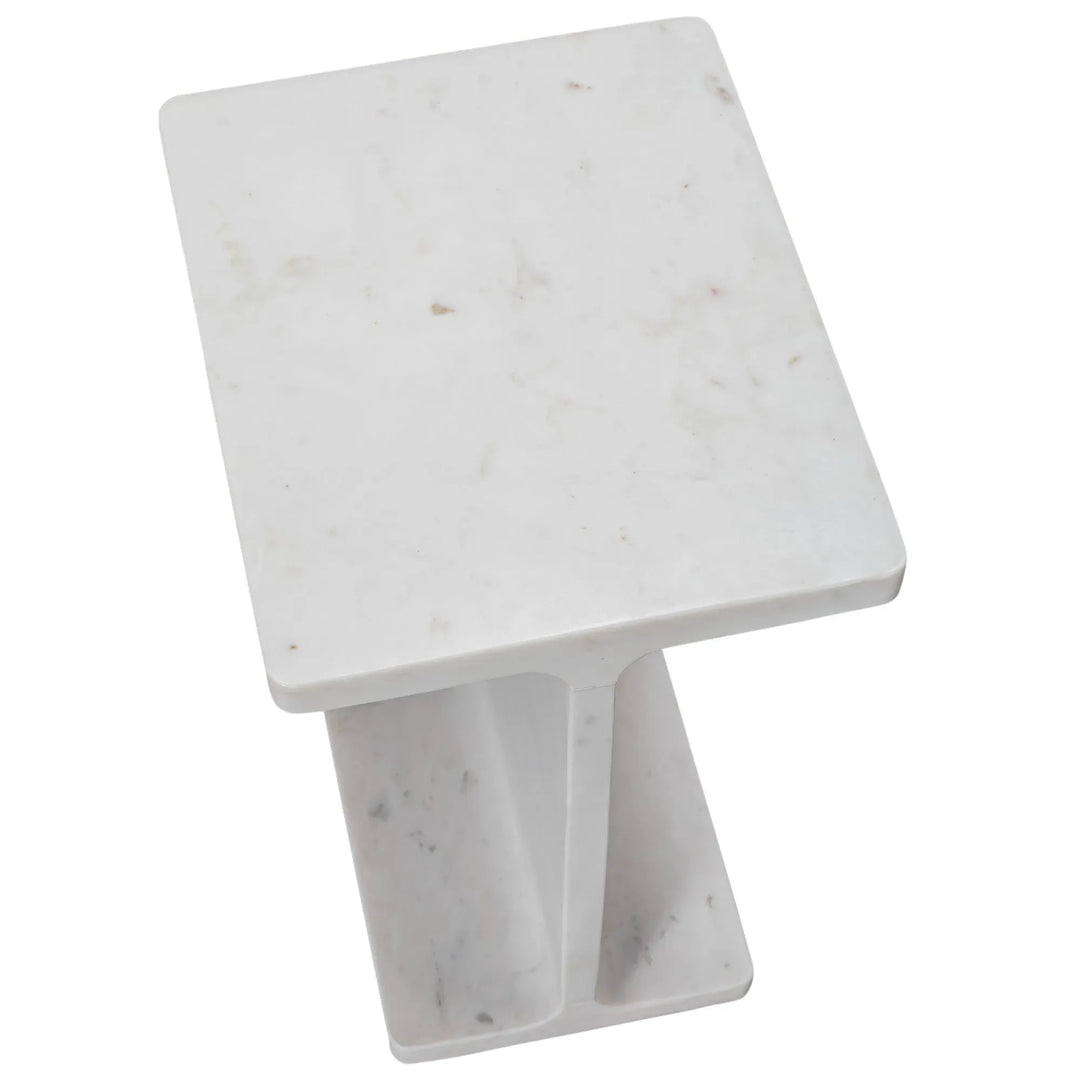 White Marble Cross I Beam Side Table