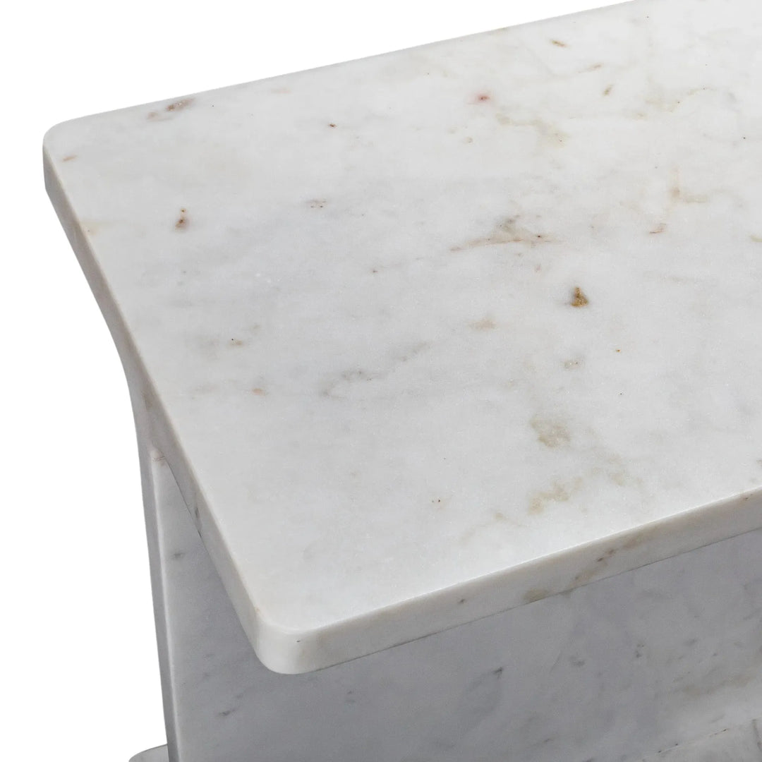 White Marble Cross I Beam Side Table
