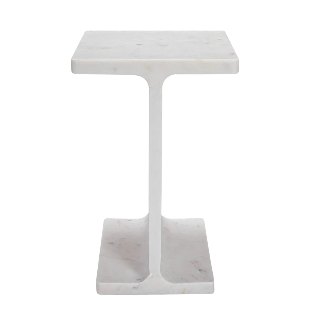 White Marble Cross I Beam Side Table