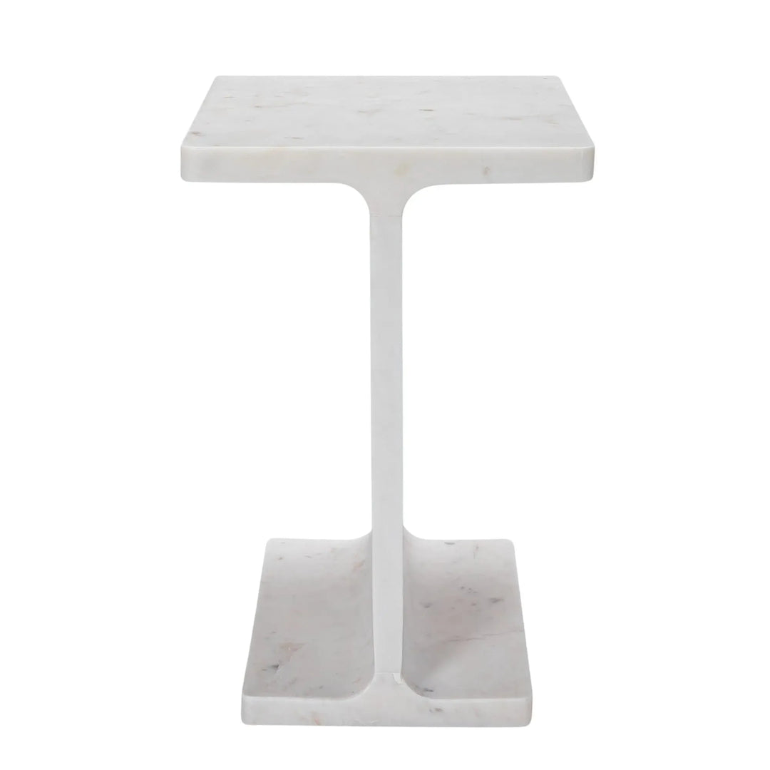 White Marble Cross I Beam Side Table