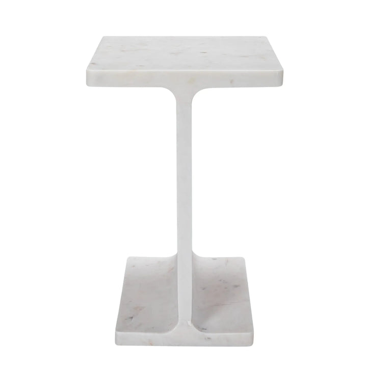 White Marble Cross I Beam Side Table