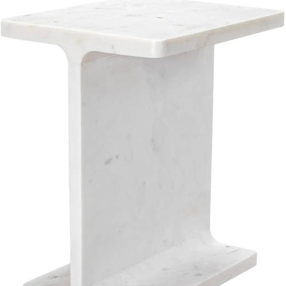 White Marble Cross I Beam Side Table