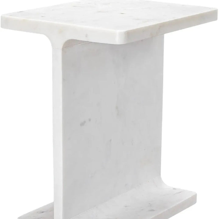 White Marble Cross I Beam Side Table