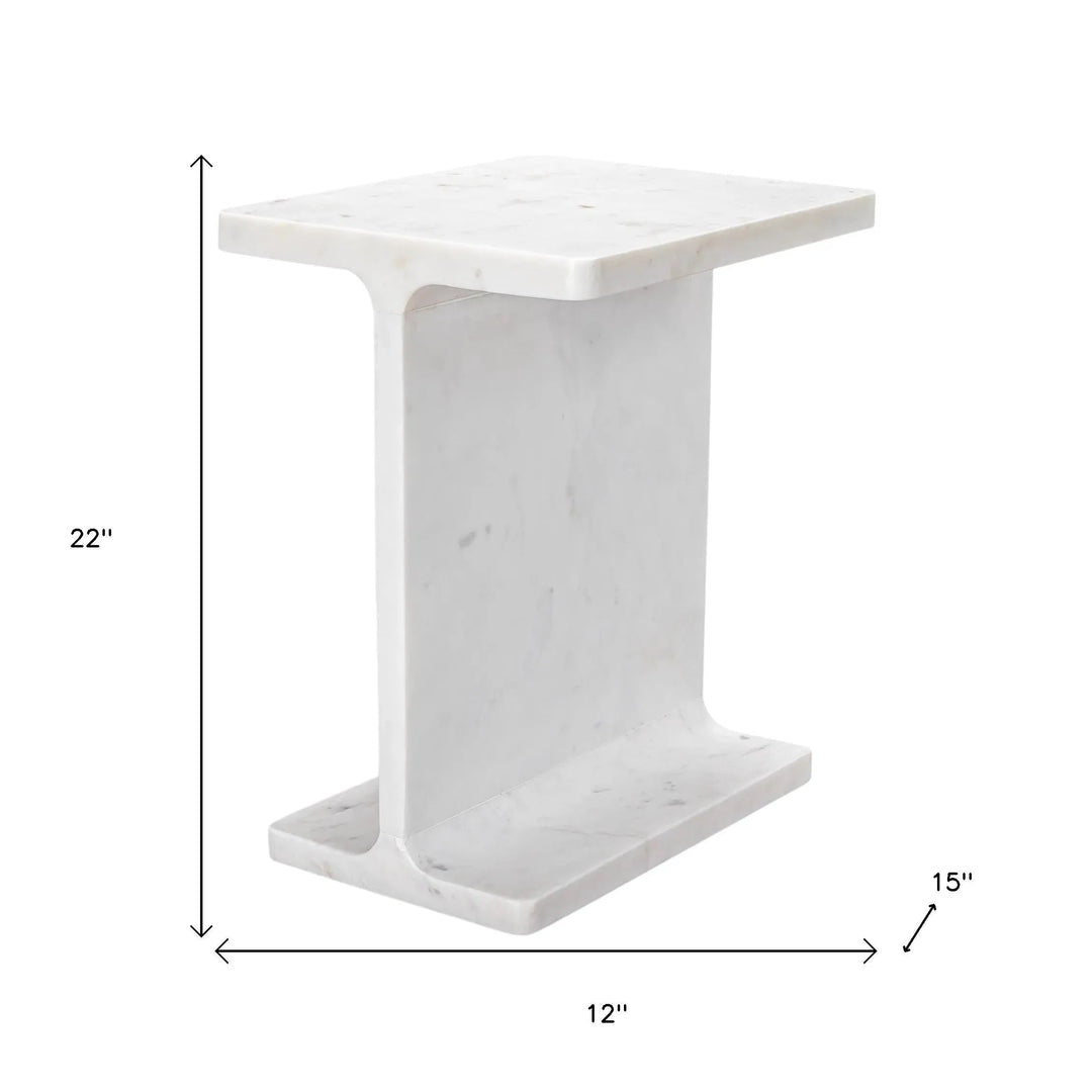White Marble Cross I Beam Side Table