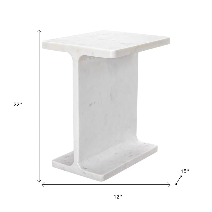 White Marble Cross I Beam Side Table