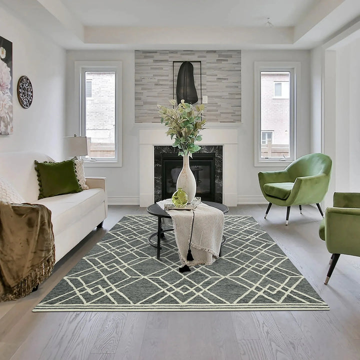 Vista Duncan Gray Hand-Hooked Wool Area Rug 2'x3'