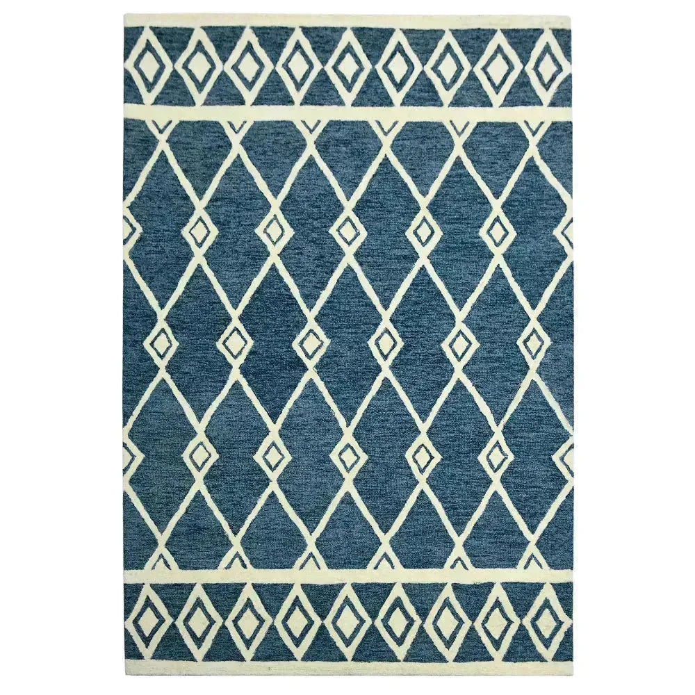 Vista Raton Navy Hand-Hooked Wool Area Rug 2'x3'
