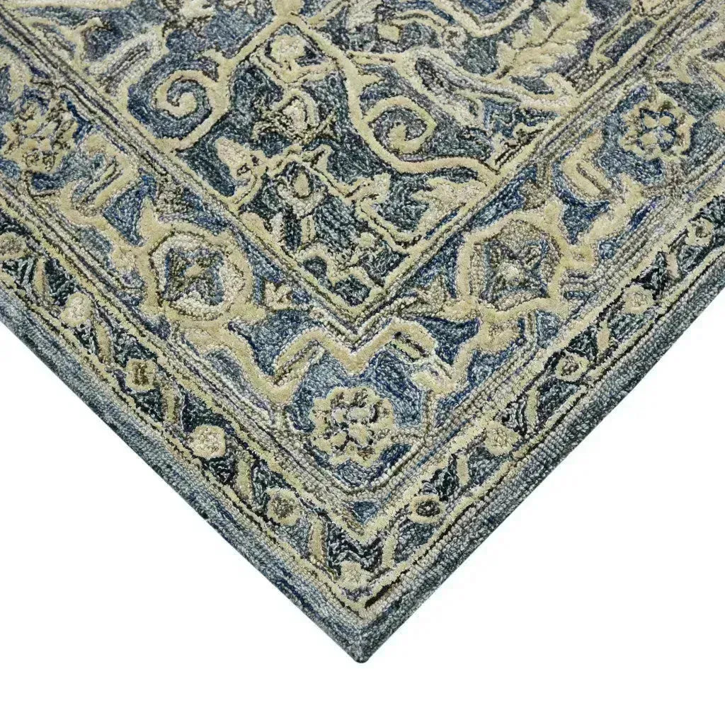 Vestige Nucia Blue/Taupe Hand-Tufted Wool Blend Area Rug 3'6"x5'6"