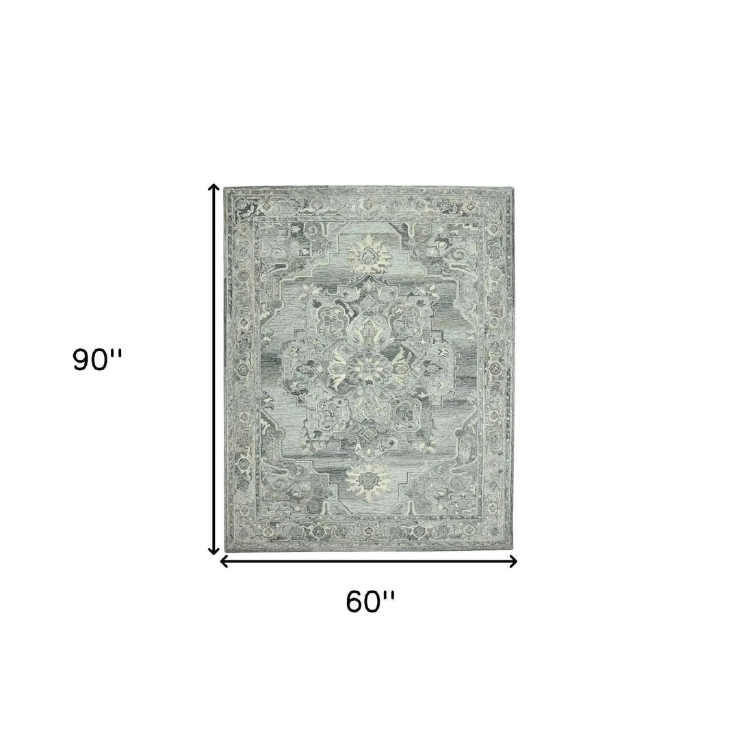 Vestige Nucia Gray Hand-Tufted Wool Blend Area Rug 5'x7'6"