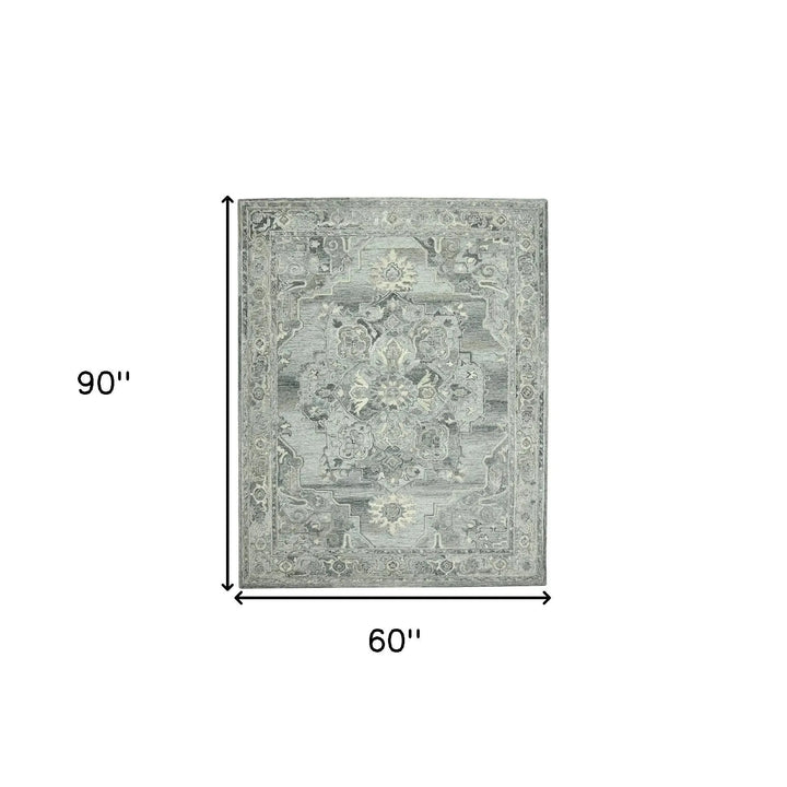Vestige Nucia Gray Hand-Tufted Wool Blend Area Rug 5'x7'6"