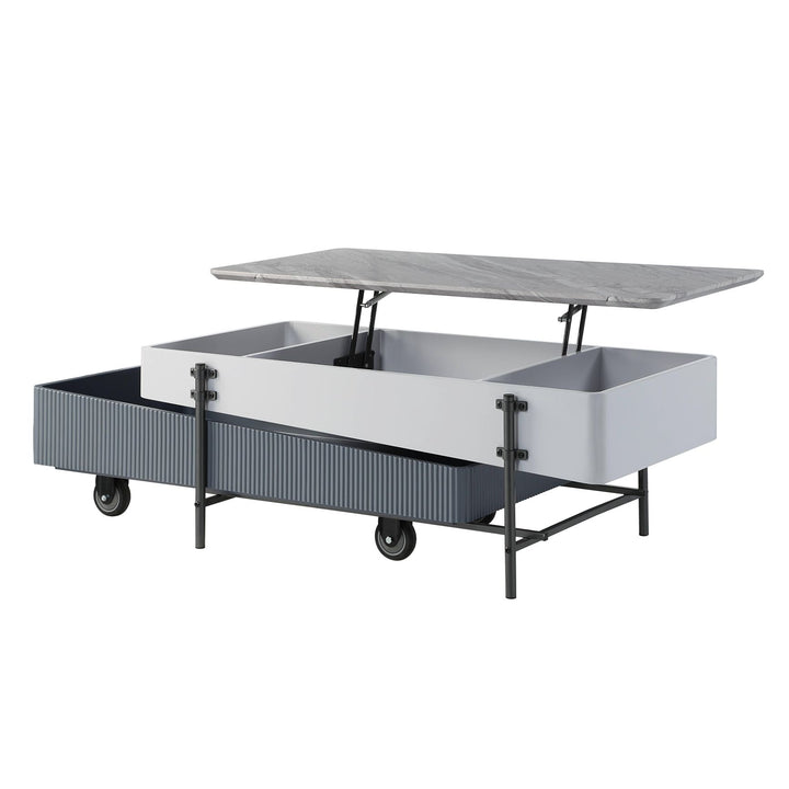 Wilkins Rectangular Coffee Table with Lift Top in White and Gray High Gloss