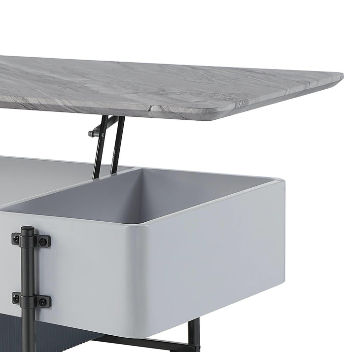 Wilkins Rectangular Coffee Table with Lift Top in White and Gray High Gloss