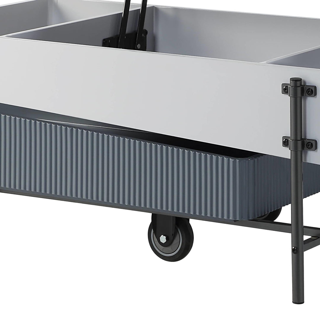 Wilkins Rectangular Coffee Table with Lift Top in White and Gray High Gloss
