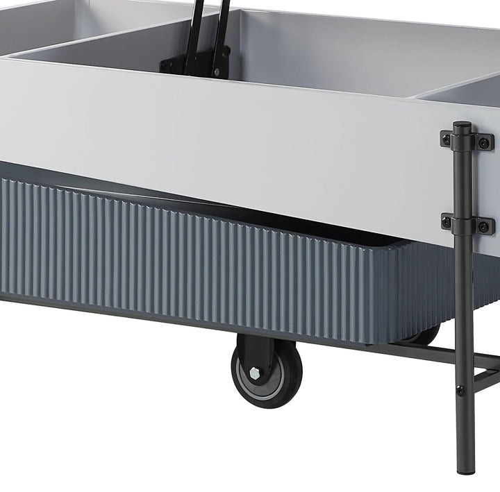 Wilkins Rectangular Coffee Table with Lift Top in White and Gray High Gloss