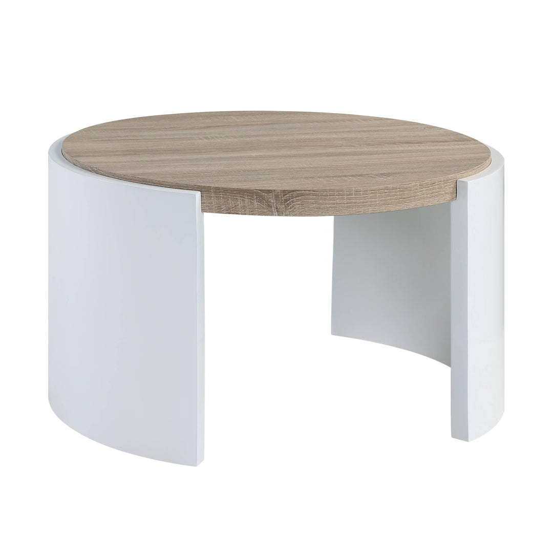 Zoma Round Coffee Table in White High Gloss and Oak