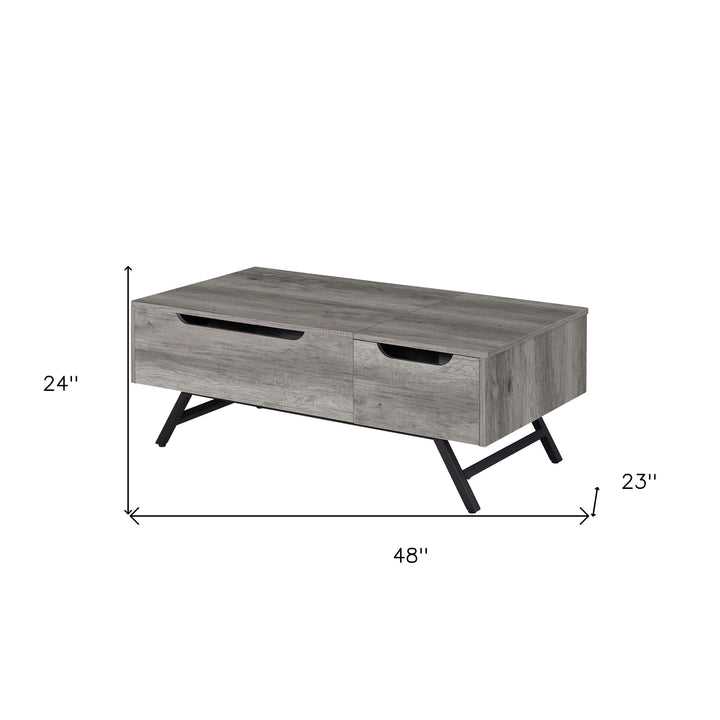 Throm 1-Drawer Coffee Table with Lift Top in Gray Oak