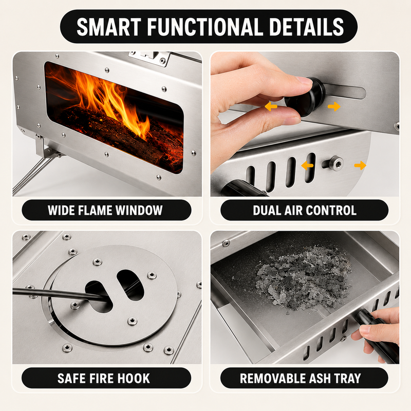 PORTABLE WOOD STOVE FOR CAMPING, TENT STOVE - 5