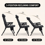 Reclining Camping Chair – 3-Position High-Back Folding Chair with Lumbar Support - 5