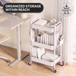 3-Tier Metal Rolling Cart – Foldable or Fixed Pegboard Styles - 5
