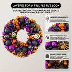 HALLOWEEN WREATH WITH LIGHTS FOR FRONT DOOR – PRE-LIT PUMPKIN, WITCH & GOTHIC PORCH DÉCOR - 5