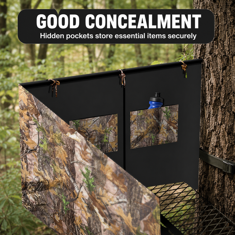 Hunting Tree Stand Blinds Cover 142" x 35" Extra Large Camouflage Universal Tree Stand Blinds Realistic Forest Camo Treestand Cover with Zipper for Deer Elk Hunting, Frames Not Included - 5