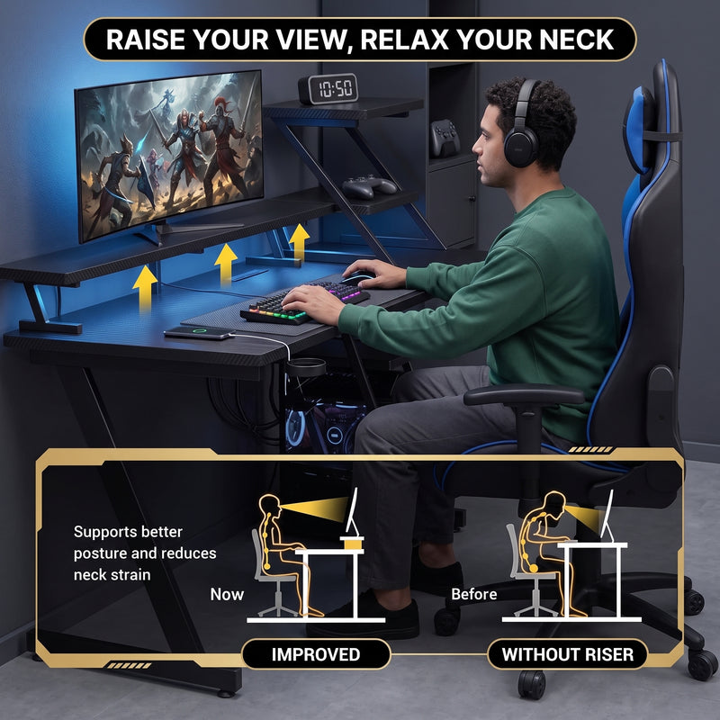 L-SHAPED GAMING DESK – LED LIGHTS & POWER OUTLETS - 5