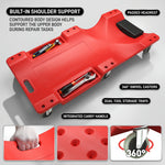 Low Profile Rolling Garage Creeper - Mechanic Creeper with Padded Headrest & Tool Trays, Under Car Roller for Automotive Repair, Rolling Car Creeper - 5