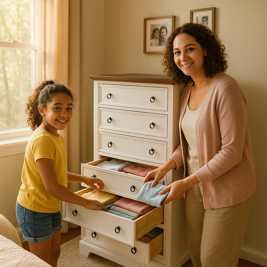 ModernSpace Elite Pro 6-Drawer Tall Dresser – White with Textured Border