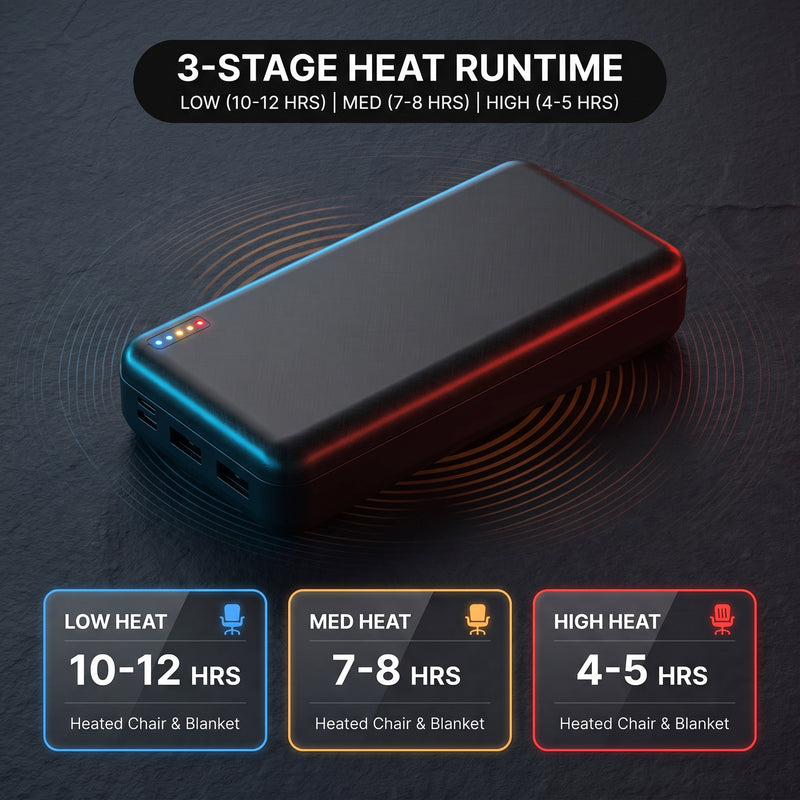 15,000–20,000MAH 5V/2A USB BATTERY PACK – RECHARGEABLE POWER BANK FOR HEATED CAMPING CHAIRS & BLANKETS - 5