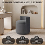 VANITY CHAIR WITH STORAGE – 360° SWIVEL VELVET SEAT - 5