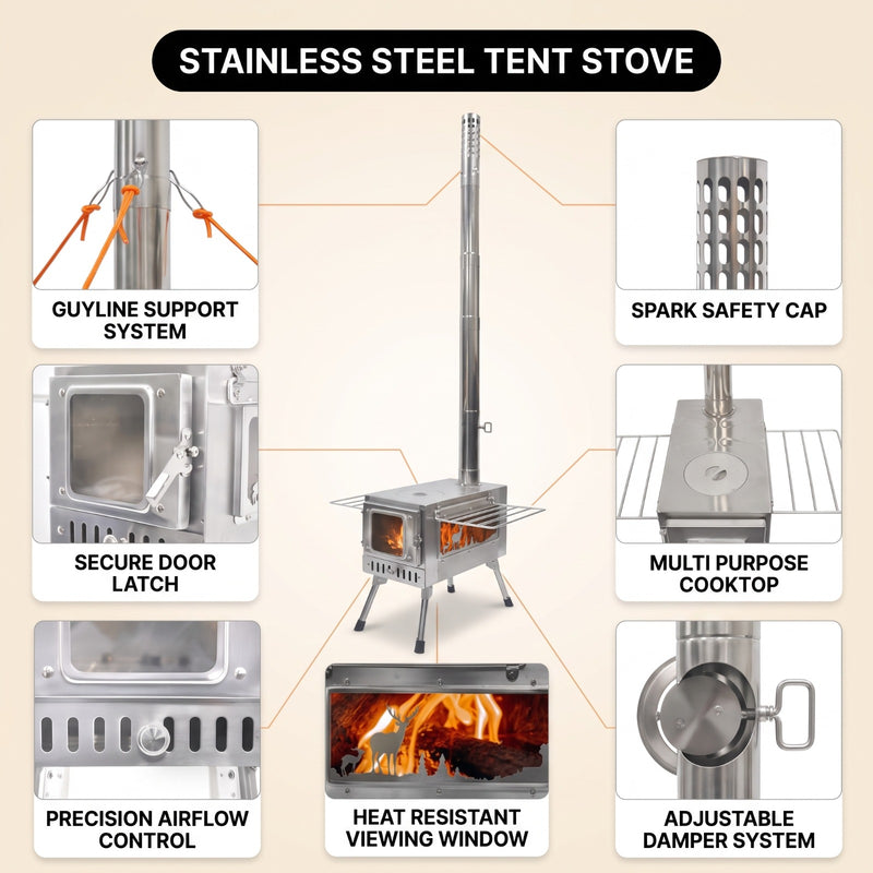 PORTABLE WOOD STOVE FOR CAMPING, TENT STOVE - 5