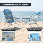 17" Big & Tall Oversized Beach Chairs 2-Pack – Heavy Duty Folding Outdoor Seating - 5