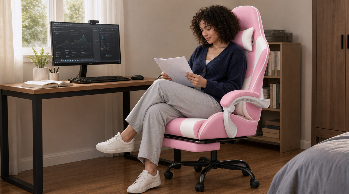 Reclining Gaming Chair with Footrest, Lumbar Support & 360° Swivel - image 5
