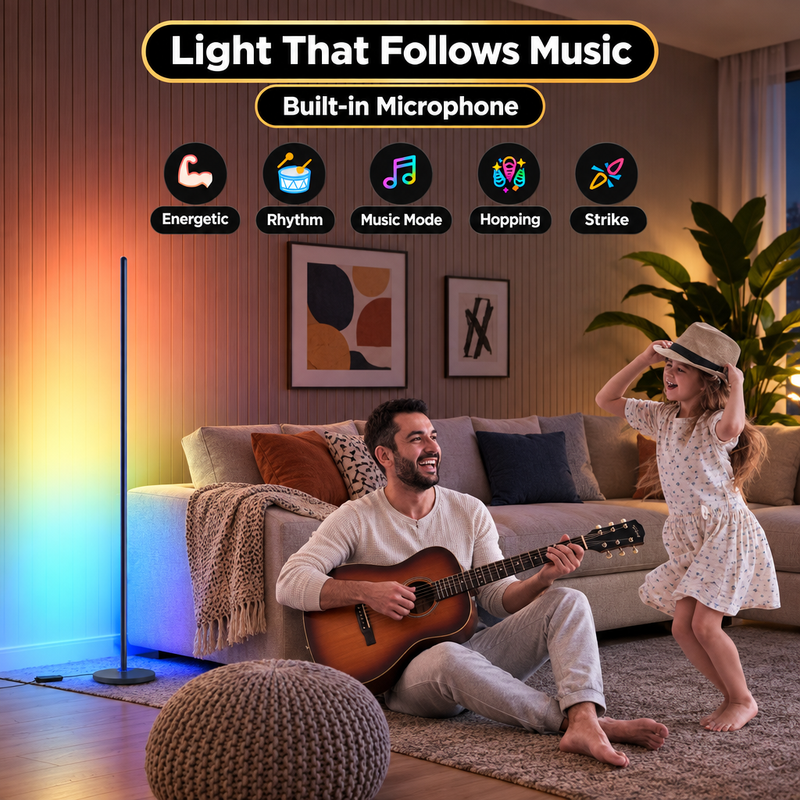 FLOOR LAMP – SMART RGBIC CORNER LAMP WITH MUSIC SYNC - 5