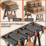 Portable Workbench & Folding Sawhorse – 2-in-1 Work Table - 5