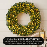 PRE-LIT CHRISTMAS WREATH – WARM LED DOOR DÉCOR - 5