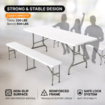 6 FT Folding Picnic Table with Benches - 5