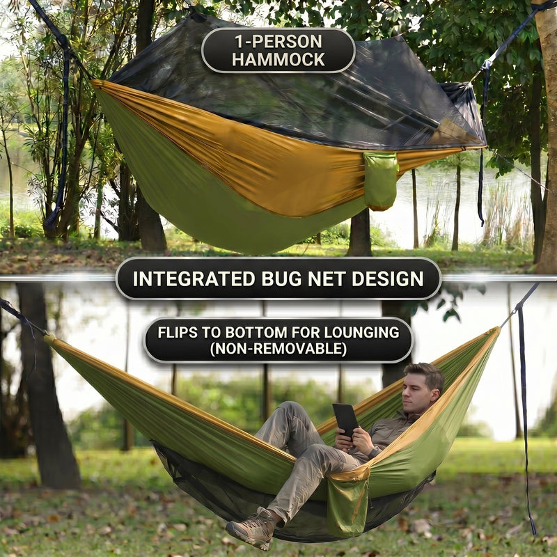 Over 600lbs Hammock, 1-2 person, Nylon with Mosquito Net - 5