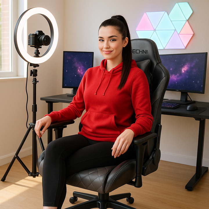 Techni Sport XL Ergonomic Gaming Chair – Heavy-Duty Memory Foam GamerXL Series in Gray with Adjustable 2D Arms & Lumbar Support