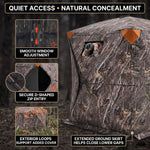Silent Pop Up Hunting Blind with 270° See Through View – Waterproof Camo Ground Blind Tent for Turkey and Deer Hunting, 1-7 Person Capacity - 5