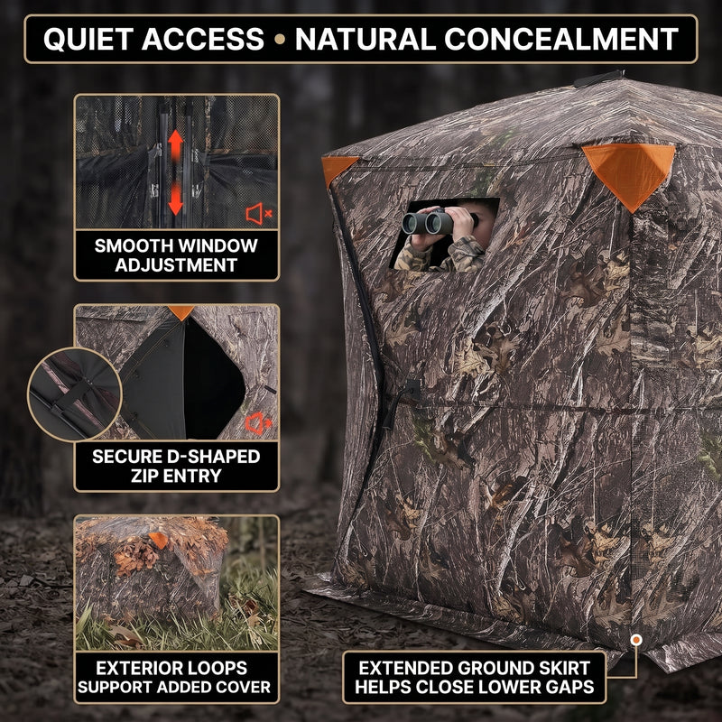 Silent Pop Up Hunting Blind with 270° See Through View – Waterproof Camo Ground Blind Tent for Turkey and Deer Hunting, 1-7 Person Capacity - 5