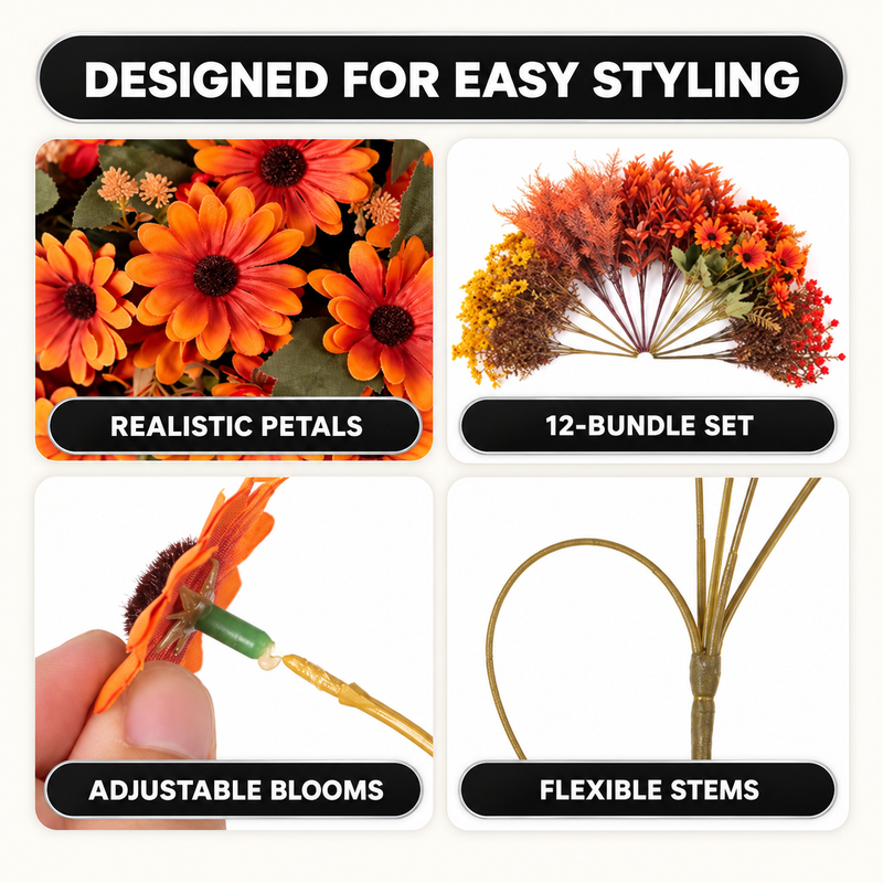ARTIFICIAL FLOWERS FOR OUTDOORS – UV-RESISTANT FALL MIX - 5(2)