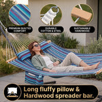 Outdoor Double Hammock with Stand for 2 – Heavy Duty Steel Frame, Pillow Included - 5