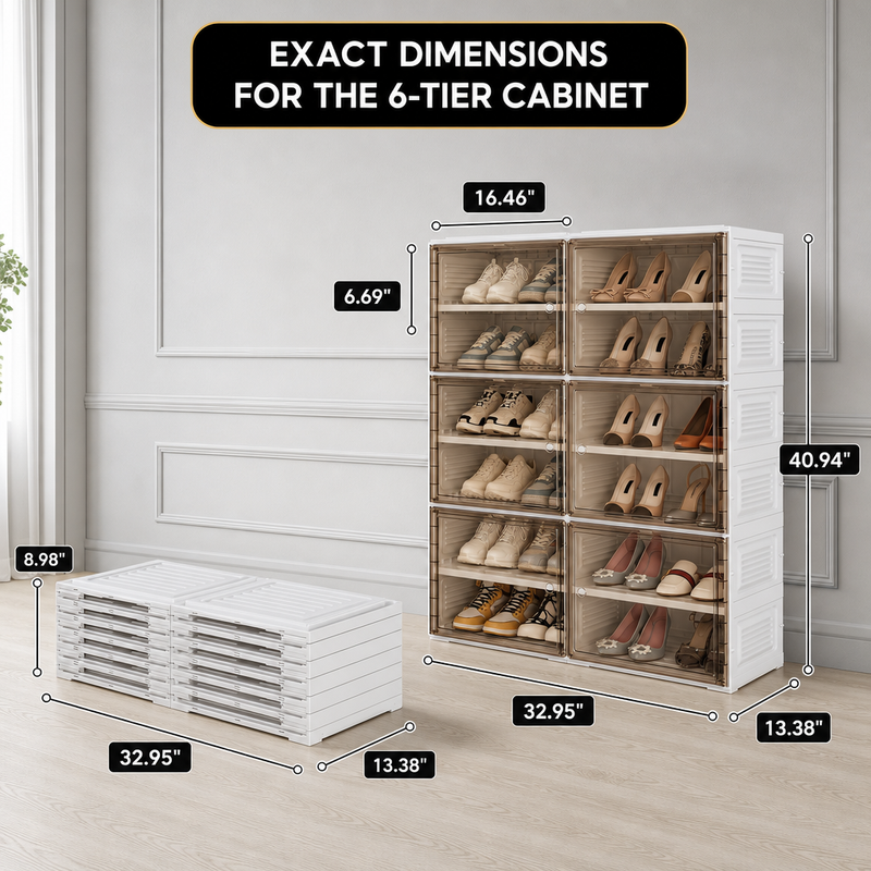 Foldable Shoe Cabinet with Doors – Slim Entryway Shoe Storage Organizer - 5