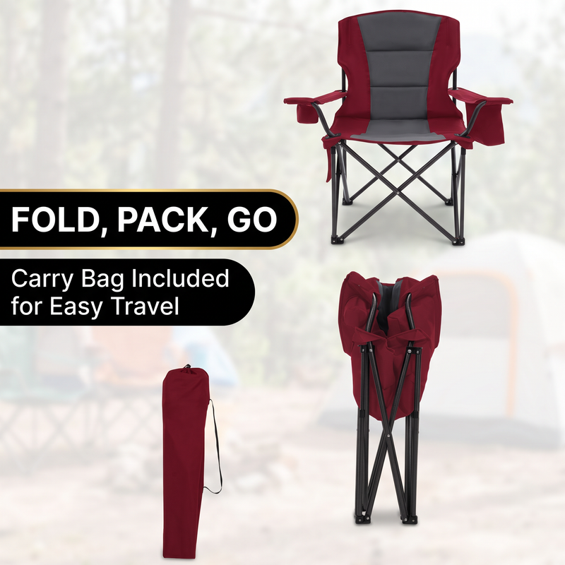 Heavy Duty Camping Chair with Cooler Storage – Single or Twin Pack - 5