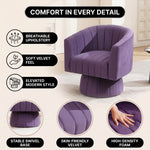 Channel Tufted Swivel Accent Chair – Velvet Barrel Chair - 5