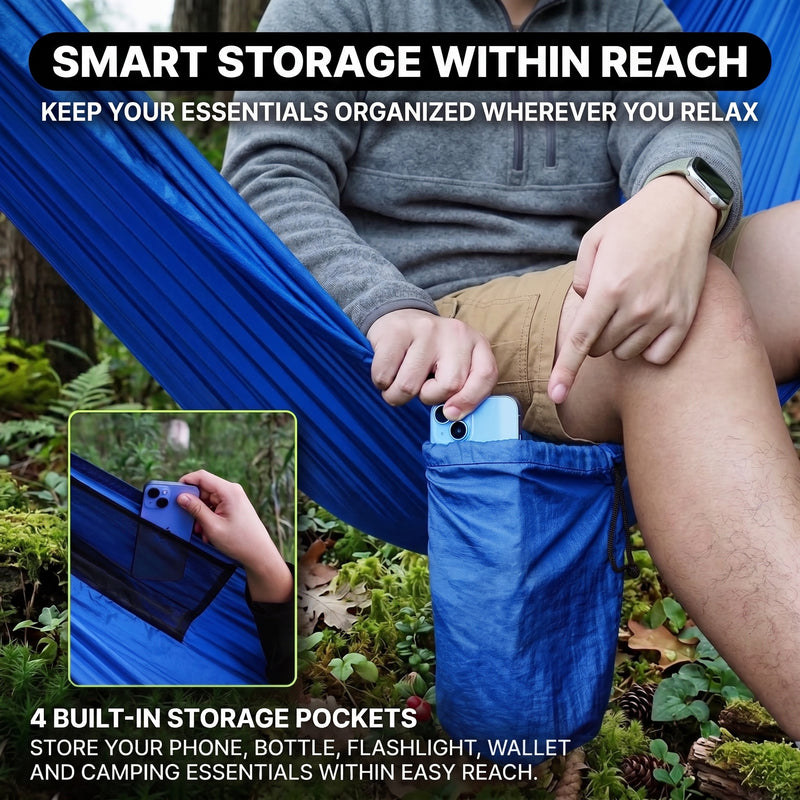 2-Person Camping Hammock with Mosquito Net & Rain Fly – Portable Outdoor Hammock Set (500lbs Capacity) - 5
