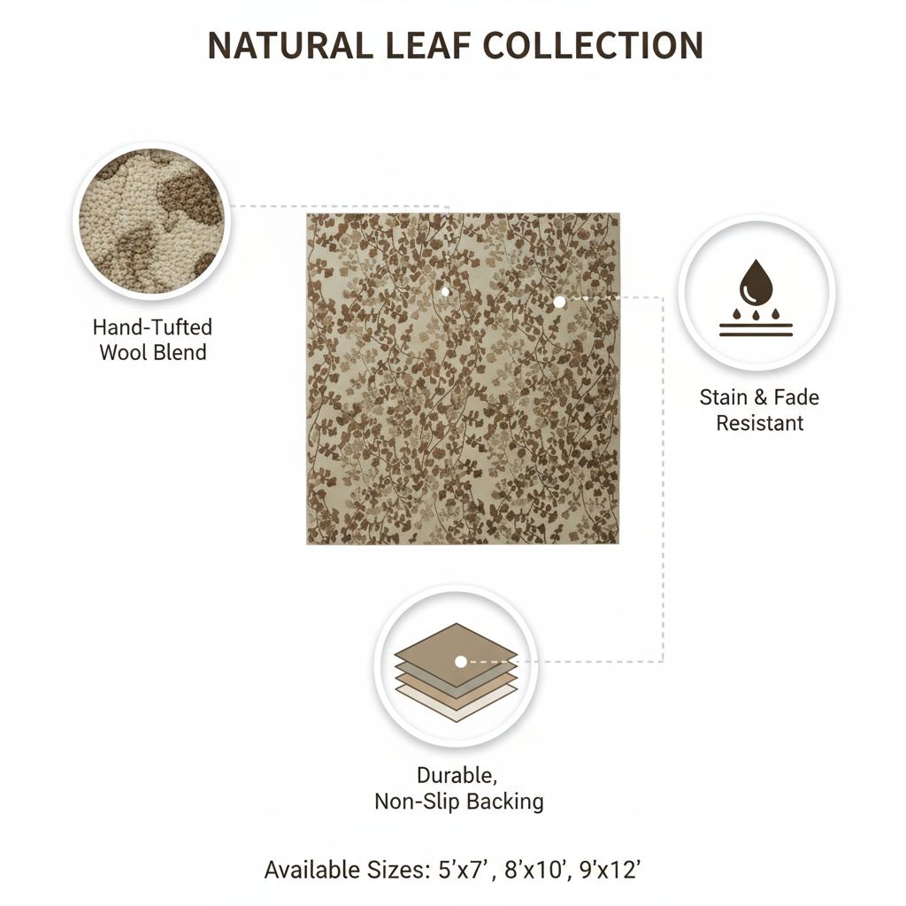 10' X 14' Taupe and Brown Floral Hand Tufted Area Rug