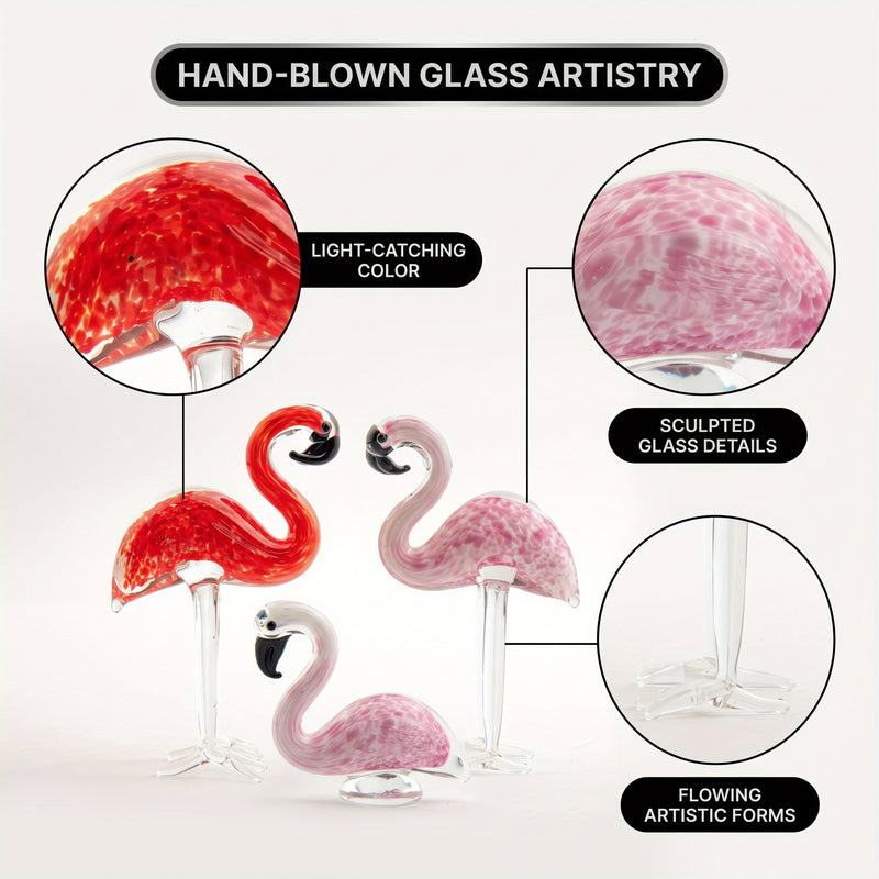Glass Flamingo Figurine – Hand-Blown Art Glass Decor - 5
